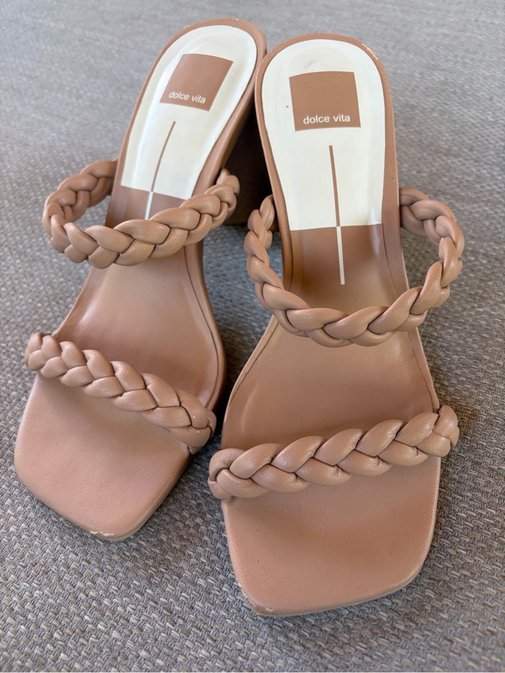 Dolce Vita Braided Tan Leather Slide Heels-  size 7.5